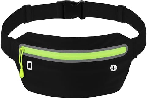 Peginmol Laufgürtel für Handy, Lauftasche Jogging wasserdichte, Hüfttasche für Running mit Reflektierende Streifen, Sportgürtel Running Belt zum Joggen, Fitness, für Fast Alle Smartphones, Schwarz