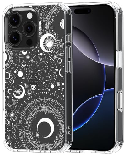 MOSNOVO Case for iPhone 16 Pro, [Buffertech 6.6ft Military-Grade Drop Protection] [Anti Peel Off Tech] Clear TPU Bumper Phone Case Cover Design - Constellation