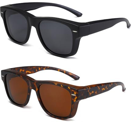 YAMEIZE Vintage Polarisierte Rechteck Wear Over-Sonnenbrille für Damen Herren Klassische UV400 Schutz Quadratische Brillen Fahren im Freien