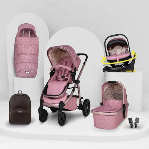 Cosatto 3 in 1 Travel System, Wow 3 - Birth to 25kg, Duo Direction Compact Fold, Carrycot, Seat Unit, ADAC Tested Rear Facing iSize Car Seat, Rotating ISOFIX Base, Adapters & Accessories (Camille)