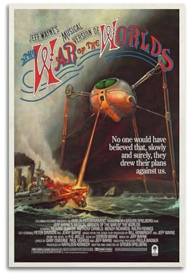 XUWSEWNE Jeff Wayne Poster Der Krieg der Welten (1), Vintage-Wandkunst, Leinwand, ästhetisches Poster, Musik und Filme, dekoratives Gemälde für Wohnzimmer, Schlafzimmer, 60 x 90 cm, ungerahmter Stil