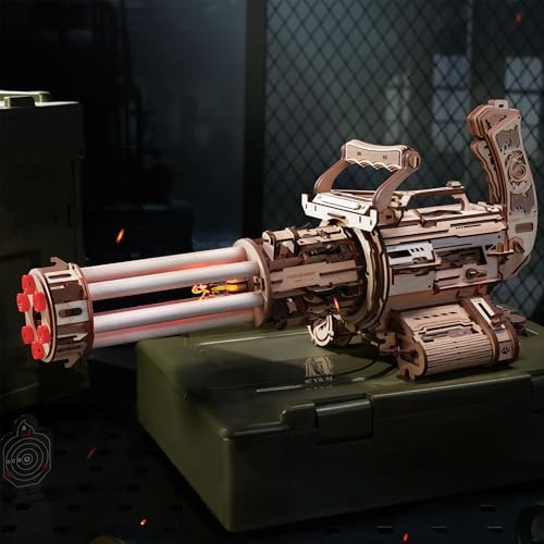 ROBOTIME 3D Wooden Puzzle Kit for Adults & Teens,Mechanical DIY Model with 412 PCS,Rubber Band Launcher,Creative Gift for Puzzle Enthusiasts & Collectors,LQA01