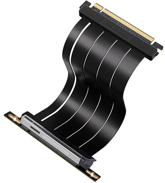 EZDIY-FAB PCIE 5.0 Riser-Kabel, ultraflexible 128 GB/s Bandbreite, GPU-Erweiterung, vertikale GPU-Halterung für RTX 5090 4090 und RX 9000, abwärtskompatibel PCIE 4.0/3.0, rechtwinklig, 20 cm, Schwarz