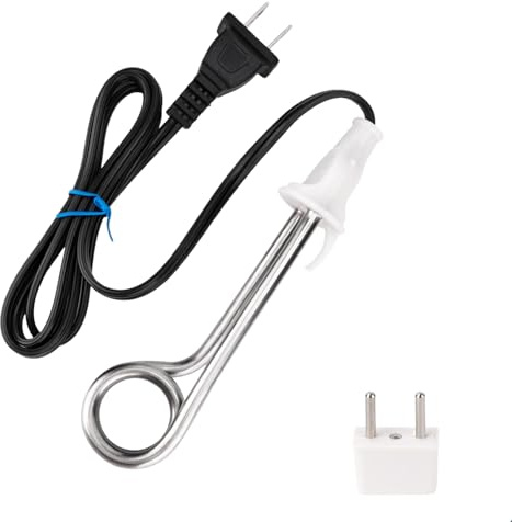 Travel Camping Accessories Tea Immersion Heater - Portable Immersion Water Heater 300W Dual Voltage 120/240V (White)