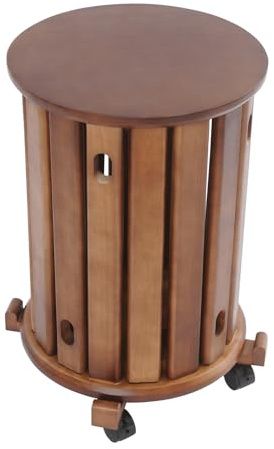 SABUIDDS Juego de 4 taburetes de comedor, apilables, para mesita de noche, balcón, taburete, silla apilable de madera para cocina, dormitorio, salón, bar (color nogal)