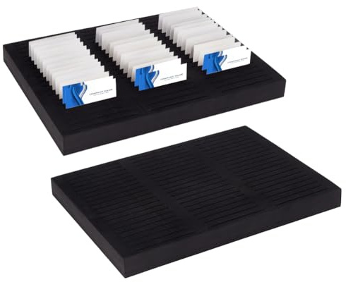 NBEADS 2 Pcs EVA ID Badge Tray Organizer, Large Capacity Name Card Holder ID Tag Name Badge with 60 Slots for Office Business Conference Events, Black, 31x41x3.55cm