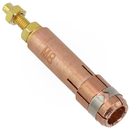 Spannzangenfutter für Kondensator-Entladungsbolzen, Schweißgerät, Taschenlampe, kompatibel mit /M5/M6/M8 Bolzen, Kupfermaterial, 43,05 mm Länge, 1 Packung (M8)