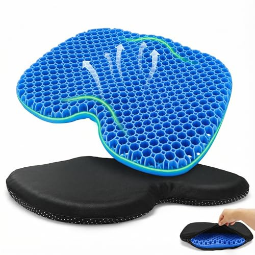 EOJDDPA Gelkissen Sitzkissen,Sitzkissen Wabenstruktur Anti Schwitz48x38x5cm | Wabenstruktur zur Druckentlastung, extra großes Gelkissen für Auto, Bürostuhl und Rollstuhl bei langem Sitzen (Blau)