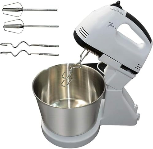 Handmixer Mit Rührschüssel 2L 5 Geschwindigkeit Knetmaschine Küchenmaschine Handruhrgerat Mehl Brot Ei Schneebesen Mixer Mit Edelstahlschale 250W