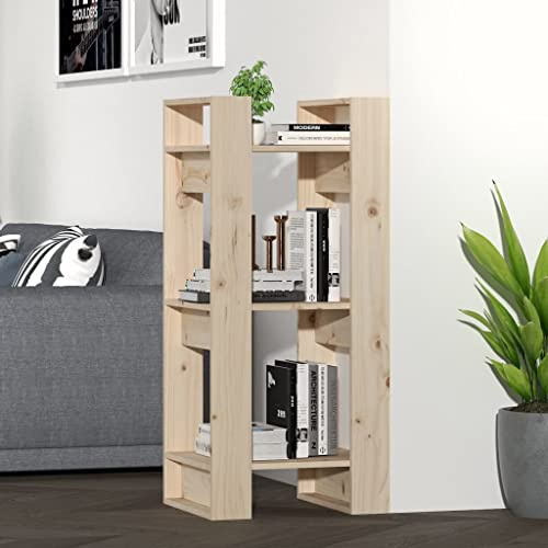 Runheo Bücherregal Raumteiler, 41x35x91 cm, aus massivem Kiefernholz, für Bücher, Deko, Akten, vielseitiger Stauraum, unbehandelt, stabil