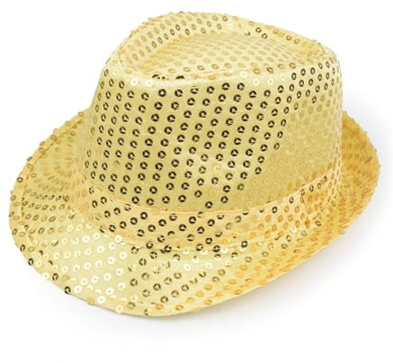 Tomedeks 1 Stück Paillettenhut Herren, Glitzer Hut Herren, Glitzer Partyhüte Kopfbedeckung, Erwachsene Unisex Narrenkappe für Disco Kostümzubehör Kostüm Karneval Mottoparty(Gold)
