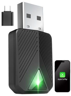 Adaptador inalámbrico CarPlay, Mini dongle inalámbrico CarPlay, convierte CarPlay con cable a inalámbrico, adaptador inalámbrico Plug and Play, compatible con coches de 2016 y iPhone iOS（Negro）