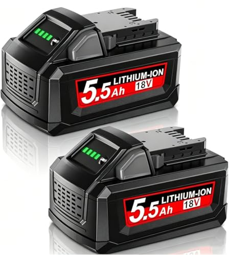 2 Pack 5.5Ah 18V Lithium Ion Replacement Battery for Milwaukee M18 | Upgraded Li-ion Battery with LED Indicator, Compatible with 48-11-1840 48-11-1828 48-11-1850 All M18 Cordless Power Tools