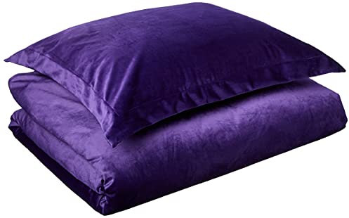 Tribeca Living VENICEDUVETTWPU Venice Velvet - Set copripiumino doppio, colore: Viola