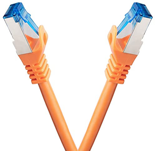 BIGtec - 2 Stück - 0,25m CAT.7 Gigabit Patchkabel Netzwerkkabel orange Kupferkabel Patch Ethernt LAN DSL Kabel CAT7 (RJ45, Cat 7, S/FTP PIMF) 25cm