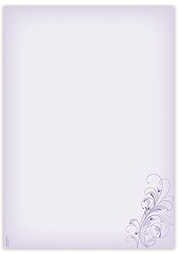 Designpapier Neutral lila DP803 – 50 Blatt Briefpapier – Hochwertiges Motivpapier Geburtstag, Einladung, Brief, Jubiläum, Liebesbrief – Laser- & Inkjetdrucker geeignet – Druckerpapier A4 90g/m²
