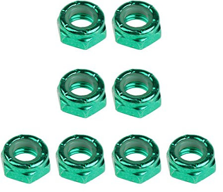 Unbekannt 8 x Muttern Set für Skateboard und Longboard Achsen - Grün
