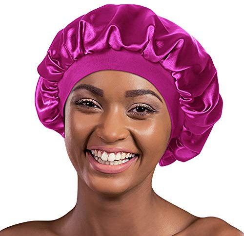 Alnorm Women Versatile Bonnet Wraps Satin Sleeping Cap for Chemo Patients Fuchsia