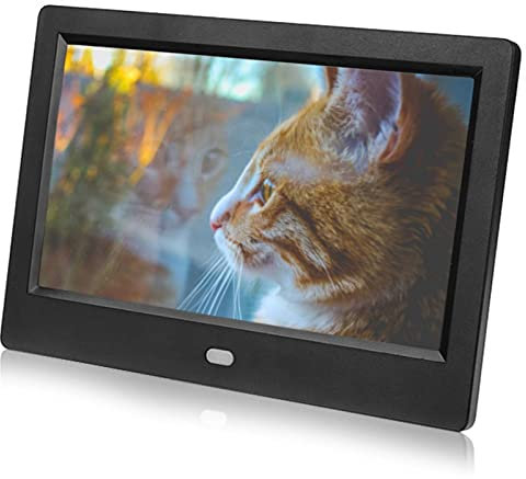 Digital Bildrahmen, 7 Zoll TFT 1024 x 600 Display Elektronischer Bilderrahmen für Foto/Musik/Video Player mit Kalender mit Fernbedienung, Smart Fotorahmen Mit abnehmbarem Ständer
