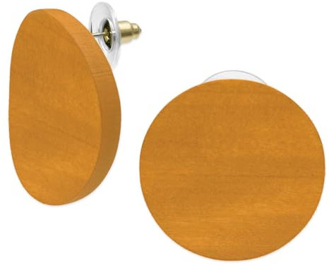 Soul-Cats hochwertige große Holz Ohrstecker für Damen in hellbraun mit Edelstahlstift