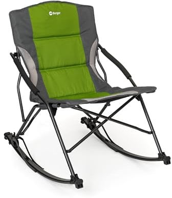 BERGER Soria Schaukelstuhl Outdoor | Klappbarer Campingstuhl für Balkon Garten | Stabiler Klappstuhl Camping Stuhl faltbar mit Sicherheitsstopper & Tragetasche | Wetterfest & belastbar bis 120 kg