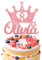 EDSG Personalised Birthday Cake Topper | Custom Crown Cake Decoration with Any Name Any Age 1 3 5 8 | Multicolour Glitter Cake Topper | Baby Pink