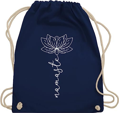 Shirtracer Turnbeutel Rucksack - und Wellness Geschenk - Namaste Lotusblüte Yoga Chakra - Unisize - Navy Blau - beutel stoff lotus blüten bags symbol gym bag yoga+sprüche taschen do your turnsackl