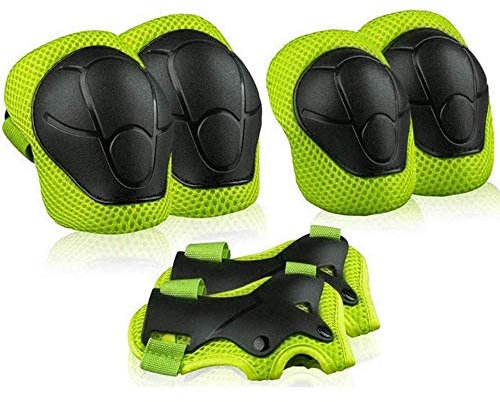 Heatigo Kids Sports Protective Gear Set,6PCS Wrist Guard Knee Elbow Pads for Children Protection Skateboard Inline Roller Skating Biking Riding Scooter,Green