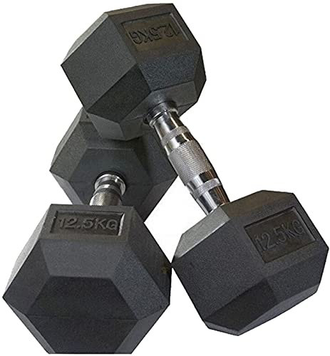 IRON FIT GEAR HEX DUMBBELL WEIGHTS CAST IRON RUBBER 2.5KG - 22.5KG PAIRS SETS (2 x 12.5kg)