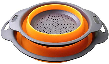 Sunfauo Kitchen Gadgets Food Strainer Collapsible Washing Up Bowl Small Strainer Large Colander Collapsible Washing Up Bowls Collapsible Colander Collapsible Orange,2PCS