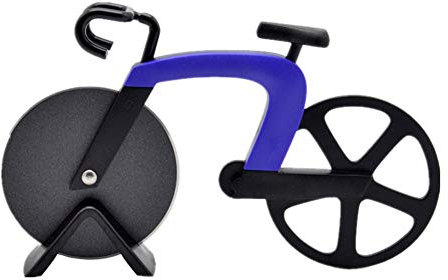 Cortador de pizza Cortapizza Cortador de pizza en forma de bicicleta Cortador de pizza antideslizante Pizza rueda de Pizza con cuchillo blue