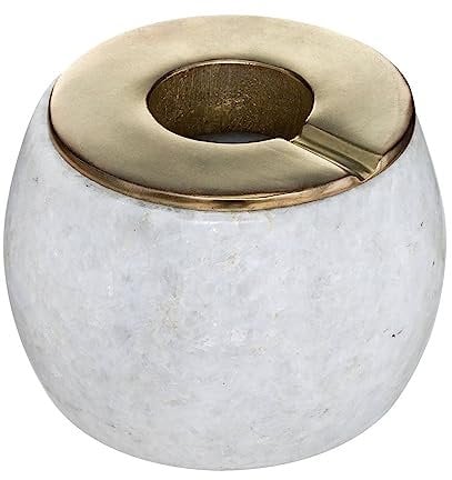 Atmosphera - Aschenbecher aus Marmor und Metall - weiß - D12 cm - Weiß