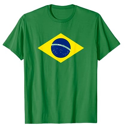 Produits drapeau du Brésil T-Shirt Brésil Vert Unisex Adulte Coupe classique Manche courte Col rond Size S