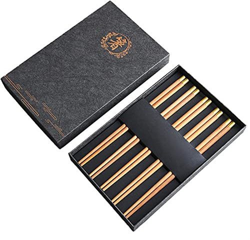 Bacchette Cinesi In Legno Riutilizzabili, Confezione Di 5 Bastoncini In Legno Di Rue Naturale Utensile Per Mangiare Mangiare, Lunghezza Di 9,8 Pollici