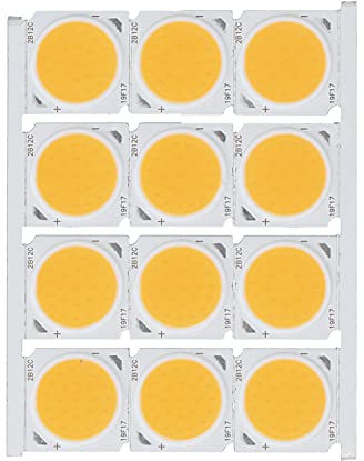 Haofy COB Integrierter LED-Lichtchip, 12Pcs COB-Lichtquelle Hochleistungs-runder LED-Chip 12W 36-41V 1080LM für DIY-Innenbeleuchtung (Weiß)(Warmes Licht)