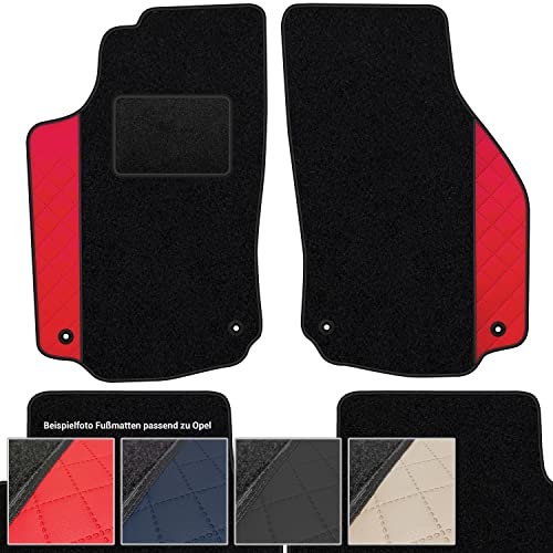 moto-MOLTICO Fußmatten Auto Velours Autoteppiche Schwarz Automatten Set 4-teilig - Auffälliges Design - passend für Opel Mokka 2012-2019 (Rotes Muster)