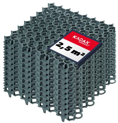 Kadax Lawn Grille fatta di plastica, 50x50 cm, 2,5 m˛, griglia di protezione da prato, nidovi prato con aree ancoraggio, pannelli della griglia prato (verde, quadrato, 10 pezzi)
