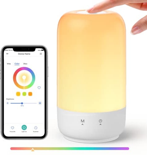 Meross Smart Lamp WiFi Table Lamp Compatible with Apple HomeKit, Alexa, Google Home, Bedside Touch Lamp RGBWW Color Voice Remote app Control (2.4GHz WiFi Only)