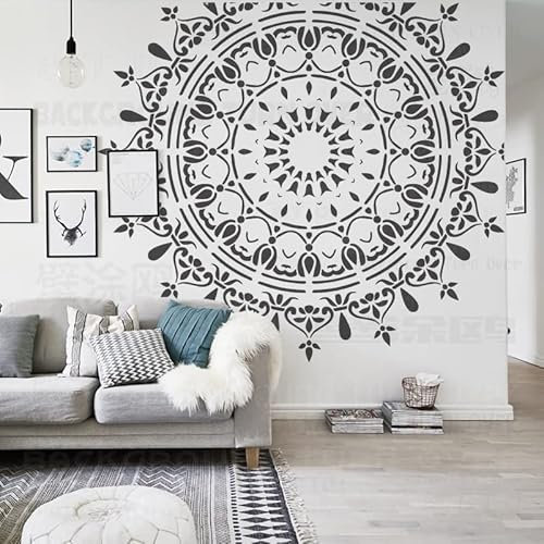 240cm Huge Giant Mandala Henna Indian Arabic Ethnic Round Flower Lotus Schablone Schablonen Mandala Farbe Groß Für Wände Große Dekor Möbel Vorlage Nische Wand Bodenfliesen Dekoration Rahmen