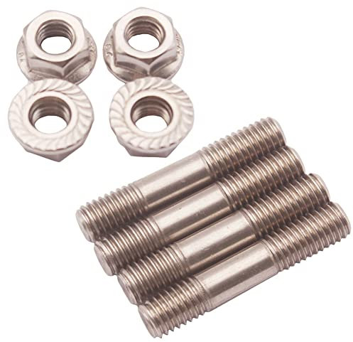 4 Stück Auto Auspuffanlagen Bolzenmuttern, M8x1.25 42mm Edelstahl Stehbolzen Stiftschraube Auto Abgaskrümmer Bolzen mit Mutter Auspuffanlage Stehbolzenmutter Kompatibel mit T25 T28 Turbo System