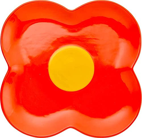 slant collections Ceramic Shaped Dinner Plate, 10 x 5-Inch, Retro Flower
