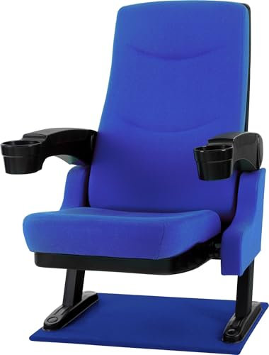 Stagecaptain CS-600BL Movieking Sillón de Cine (Sillón Relax, Asiento abatible, 2 x reposabrazos con portavasos, Base) Azul