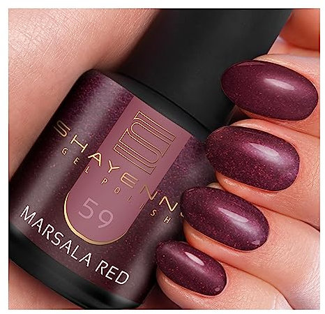 SHAYENNE UV Gel Nagellack 15 ml für UV LED Lampe | 59 Marsala Red Rot Schimmer Dunkelrot | MADE in GERMANY | Gel Nail Polish for UV Nail Lamp | LED Nagel Lack Gellack Nagelgel