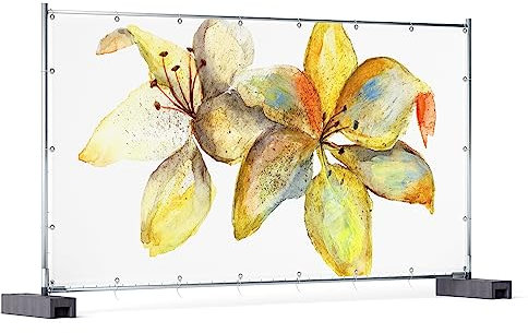 Wallario XXL Outdoor-Poster für Garten oder Balkon Aquarell von gelben Lilien, Motivbanner Größe: ca. 340 x 173 cm, Outdoor-Bild