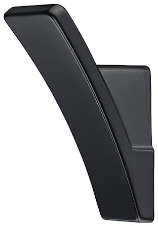Gedotec Garderobenhaken aus Metall massiv | 1 Stück Wandhaken Schwarz matt | Kleiderhaken inklusive Befestigungsmaterial | Maße: 56 x 25 mm | Schlichte und zeitlose Optik | Wand-Aufhängehaken