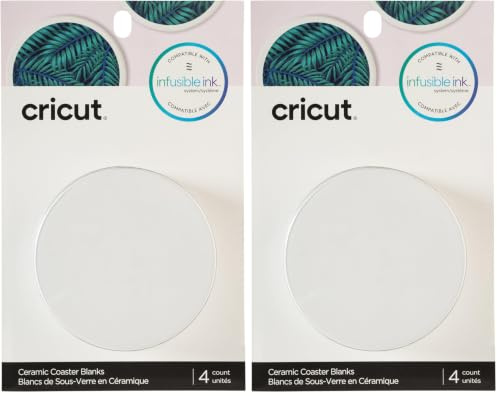 Cricut® Untersetzer-Rohlinge, Keramik, rund (4 Stück), Weiß, Einheitsgröße, 2006582 (Packung mit 2)