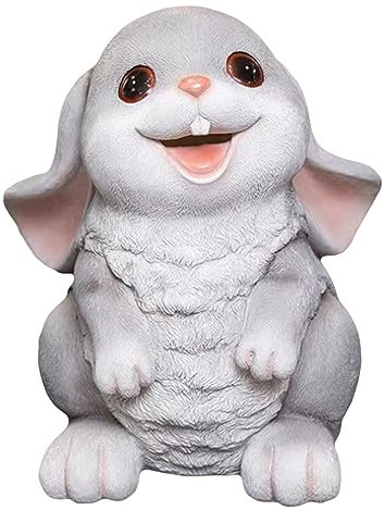 POCHY Gartendeko Figuren Osterhase Kaninchen Gartenfigur Aus Kunstharz Für Außen, Harz Tier Statue Dekoration,Grau
