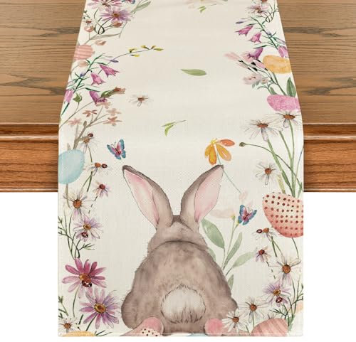 Artoid Mode Hase Hintern Osterei Ostern Tischläufer, Saisonnal Frühling Küche Esstisch Dekoration Drinnen Urlaub Party Dekor 40x300 cm