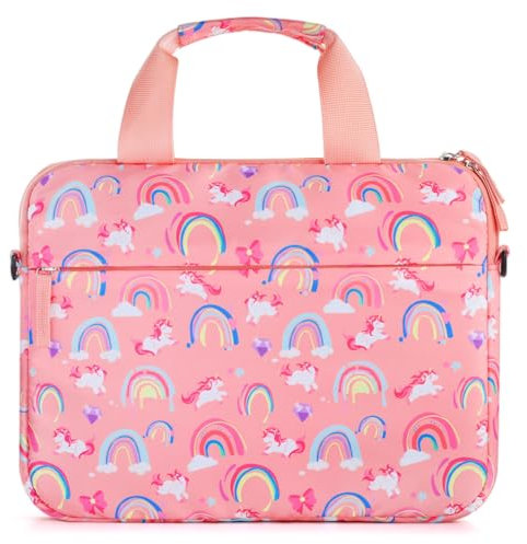 Foxstory Kinder-Tablet-Hülle für Mädchen, Tasche für Fire HD 10, 8, 7 Kindle, Regenbogen-Einhorn, Rosa