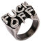 PAURO Herren Edelstahl Personalisiert Wörter Biker Ring Punk Stil Antikes Silber Größe 62 (19.7)